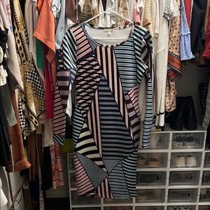 Gianni Bini Multicolor Geometric Long Sleeve Dress